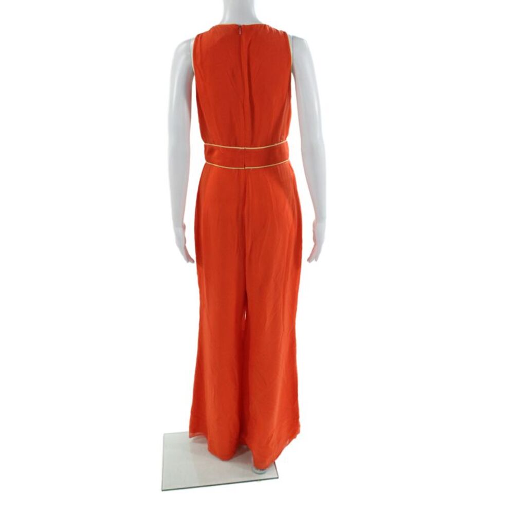 Belle Badgley Mischka Womens Orange Sleeveless Jumpsuit Zip Polyester Size 4 - Picture 3 of 5